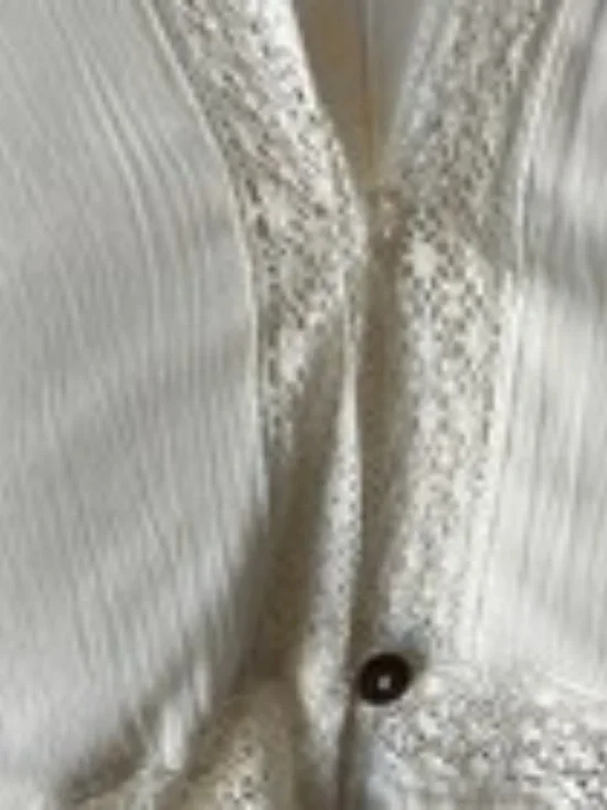 Free People White Lace Ruffle Button Maxi Dress V-Neck Cape Sleeve Size XS - Picture 3 of 10